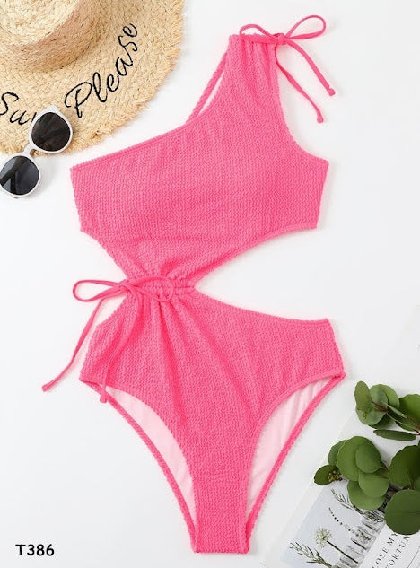 Traje de baño 1 pieza color rosa