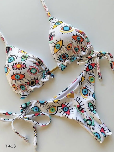 Traje de baño 2 piezas estampado color blanco