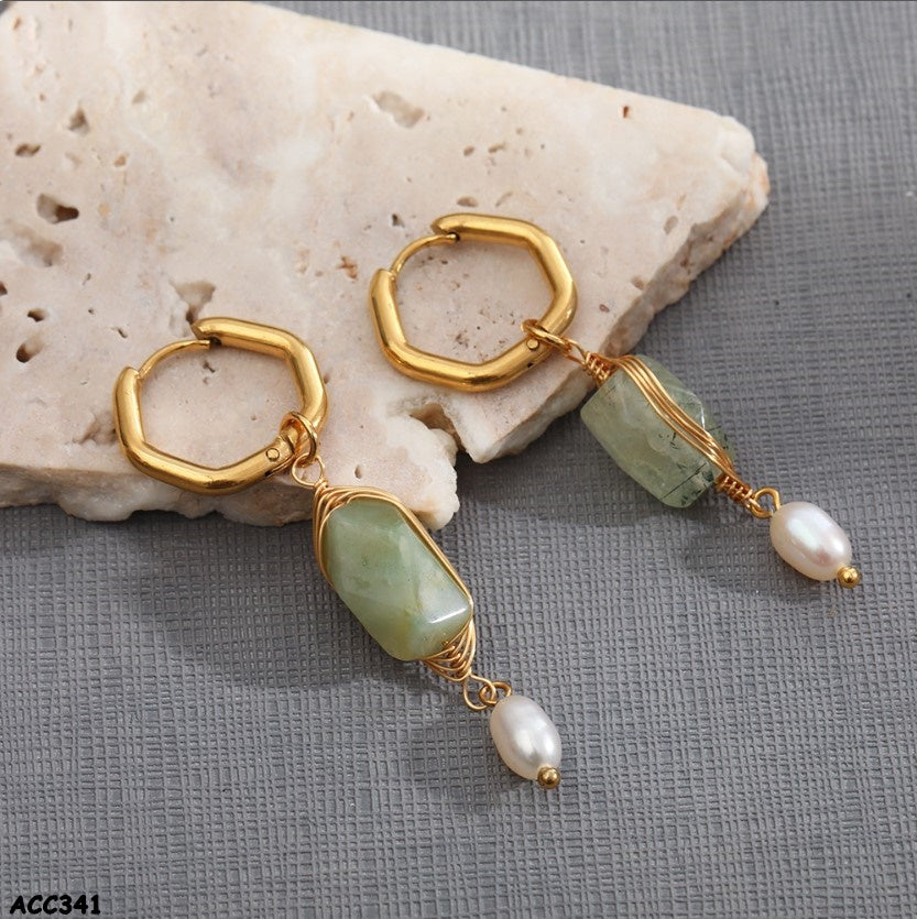 Aretes de acero inoxidable enchapados en oro 18k