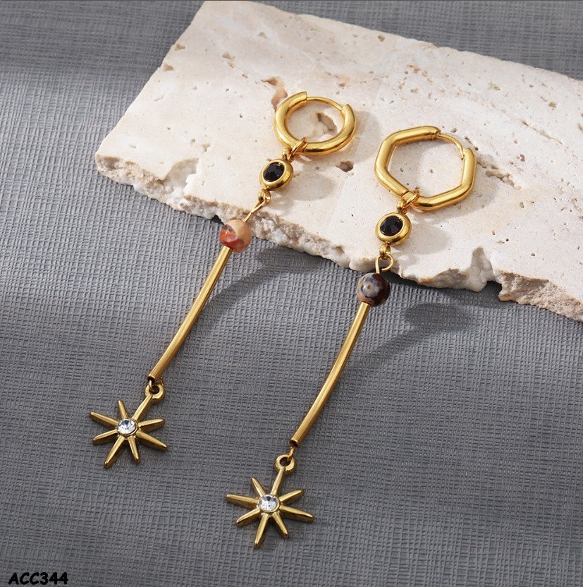 Aretes de acero inoxidables enchapados en oro 18k