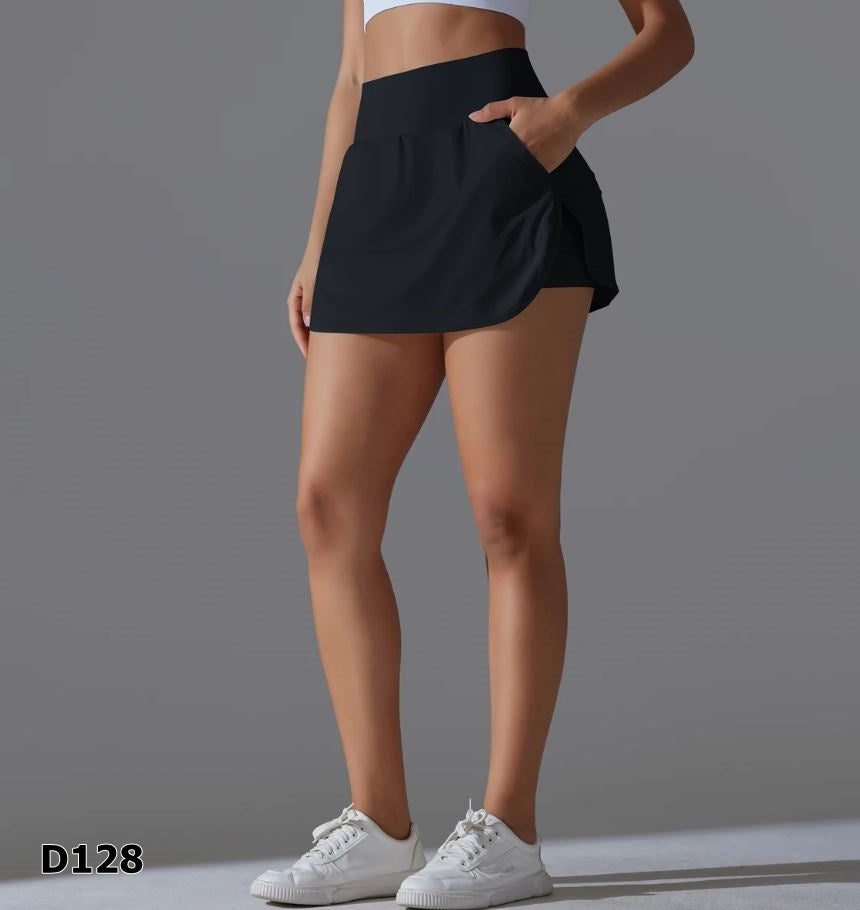 Falda-short color verde claro, azul y negro