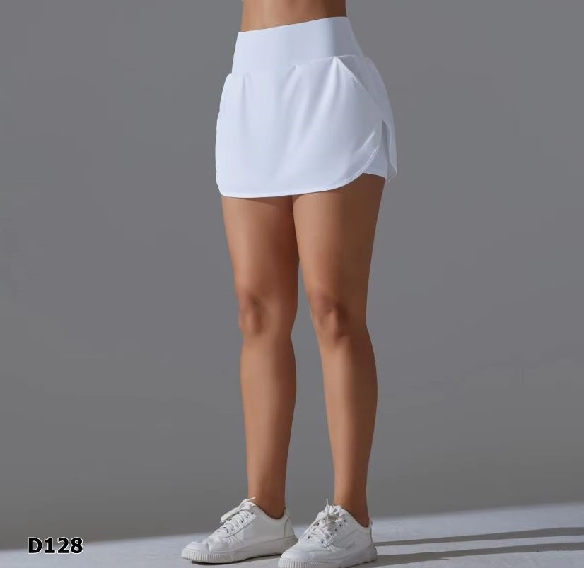 Falda-short color verde claro, azul y negro