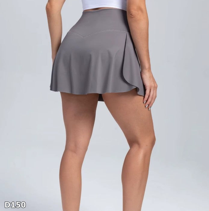 Falda corta deportiva color gris con bolsillo