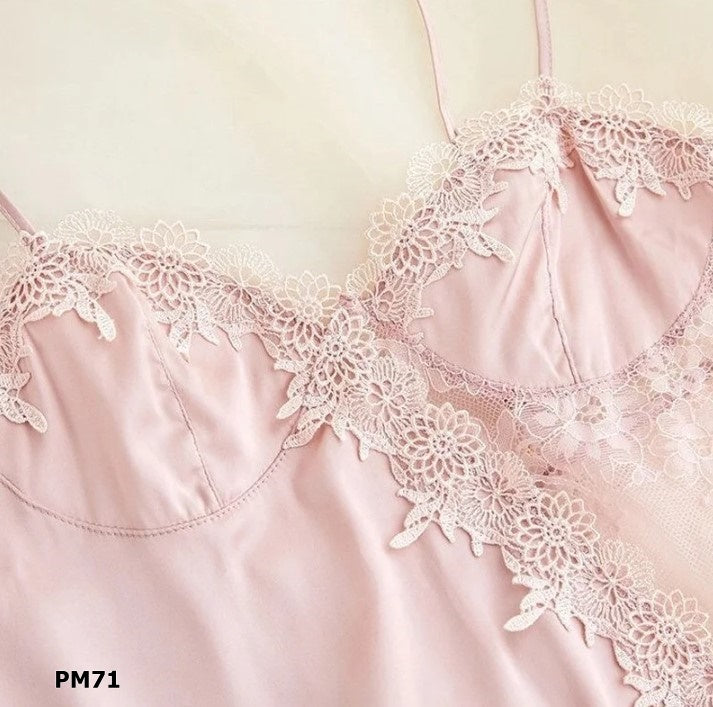 Bata 2 piezas bata e hilo color rosa