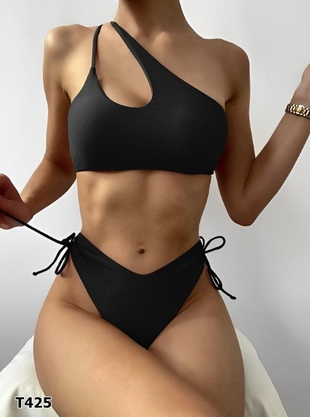 Traje de baño 2 piezas color rojo y negro