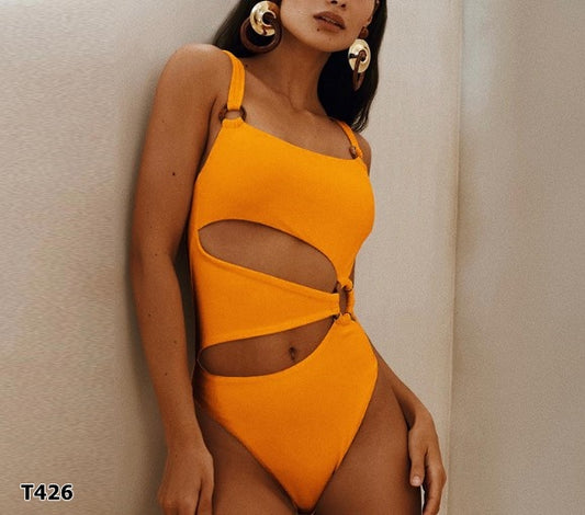 Traje de baño 1 pieza color naranja