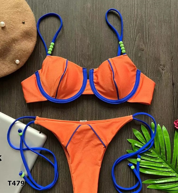 Traje de baño 2 piezas color naranja