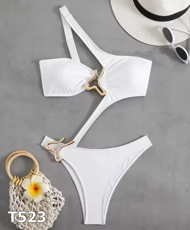 Traje de una pieza blanco con dorado