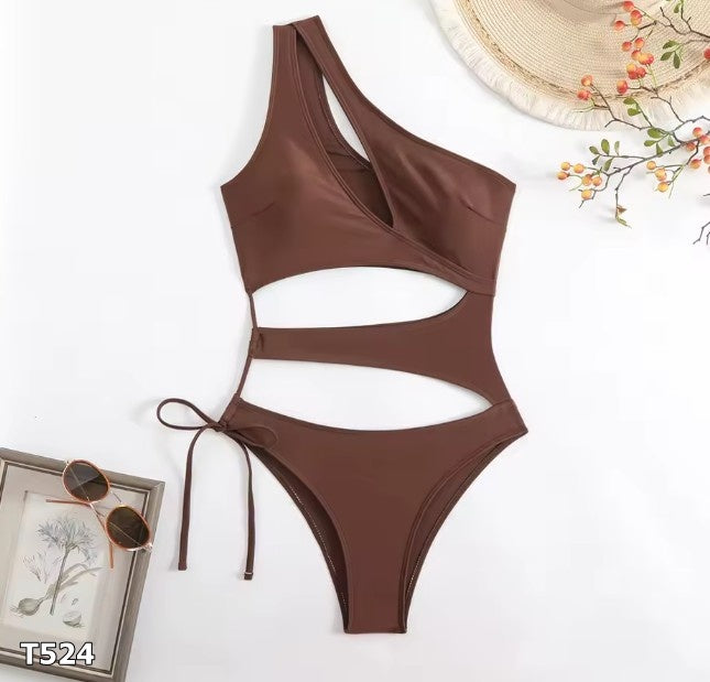 Traje de baño de una pieza color café