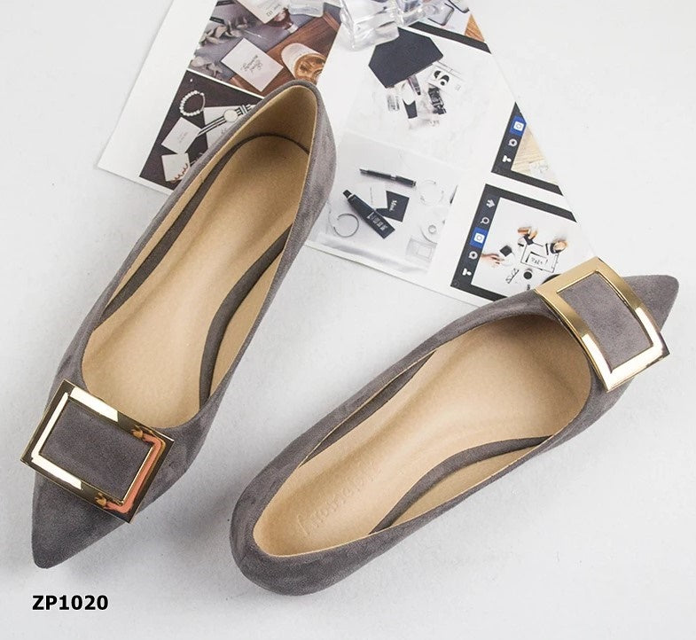 Zapato bajo flat color gris claro