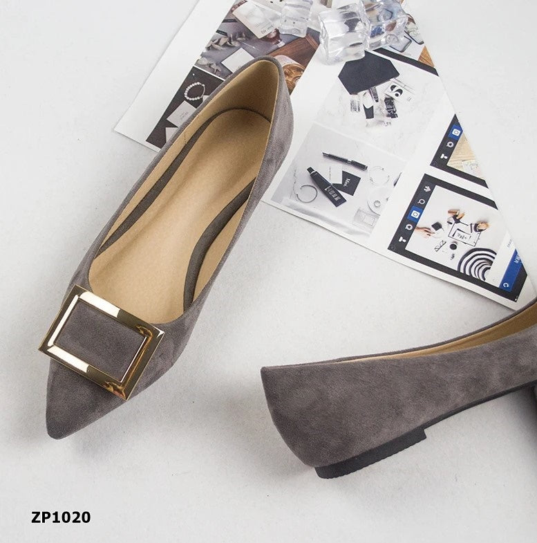Zapato bajo flat color gris claro