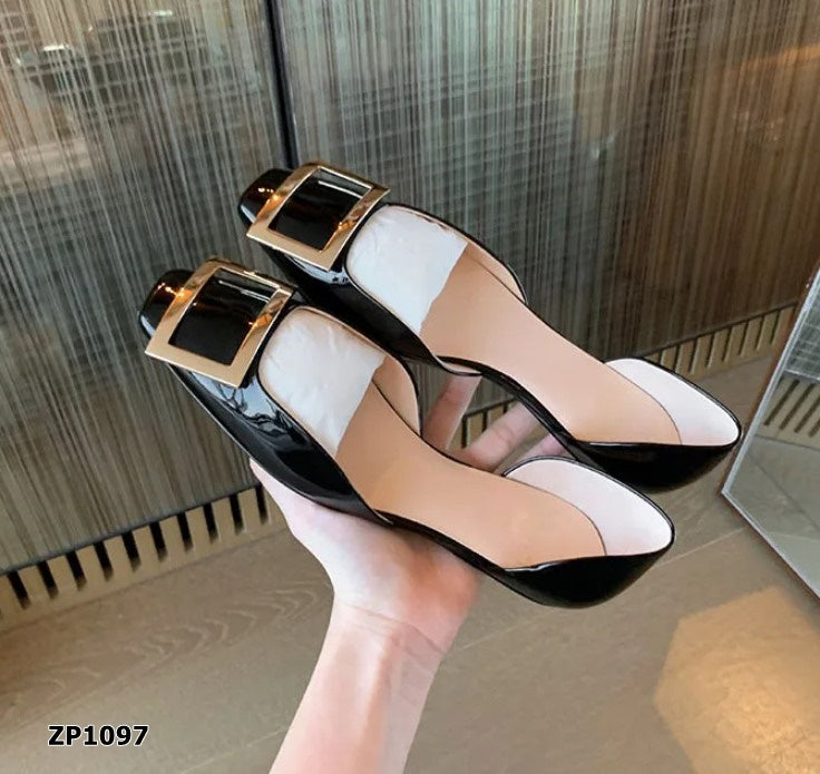 Zapato bajo flat color negro y beige