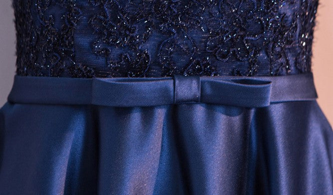 Vestido de Gala campana marino manga 3/4 color azul