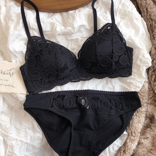 Lencería 2 piezas blonda color negro L56