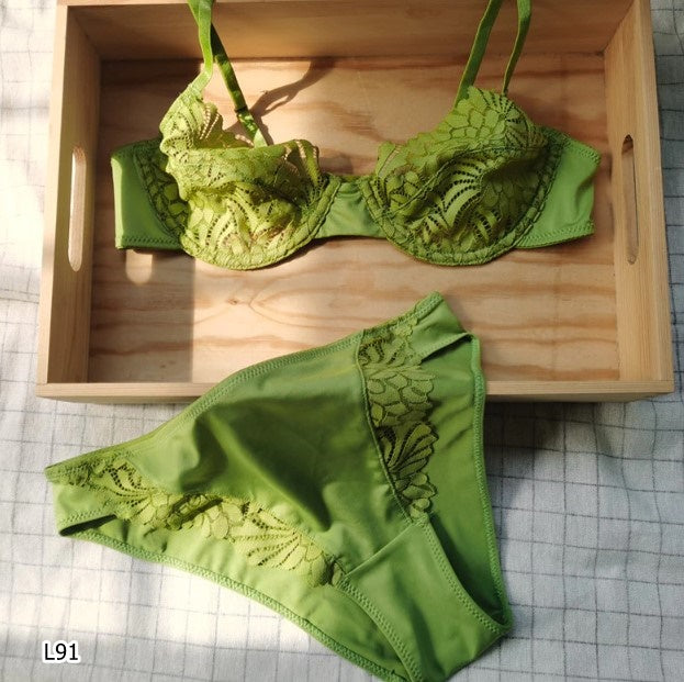 Lencería 2 piezas blonda color verde