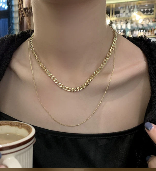 Gargantilla de acero doble capa dorada a85