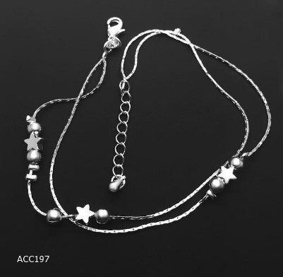 Tobillera plateada con estrellas enchape de plata