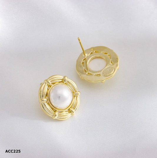 Aretes dorados de acero inoxidables con imitacion de perla
