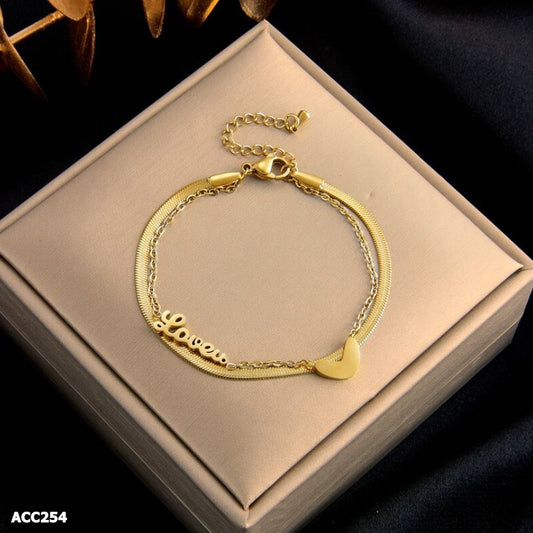 Brazalete dorado con corazón y love