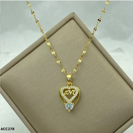 Gargantilla dorada de acero inoxidable con love y zirconias