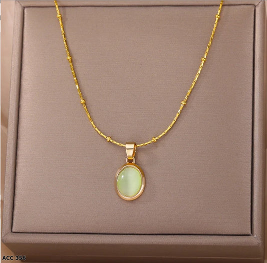 Gargantilla de acero inoxidable con ópalo (verde, azul y blanco)