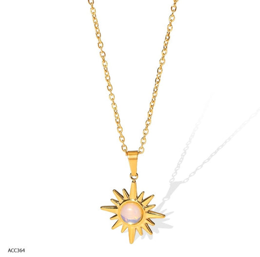 Gargantilla dorada de acero inoxidable en forma de son con piedra tornasol