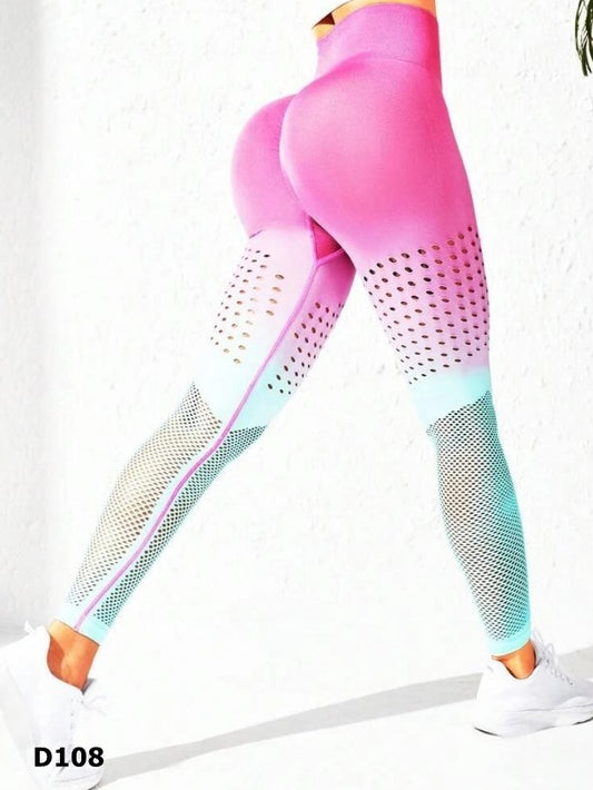 Leggings push up a prueba de sentadilla color degradado rosa con celeste