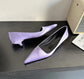 Zapato de tacón bajo color café y morado