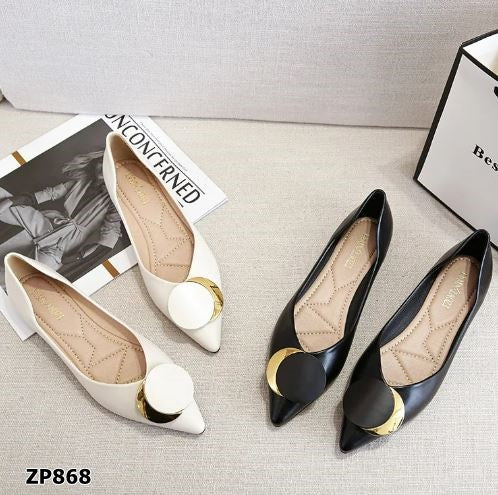 Zapato bajo flat color blanco y negro