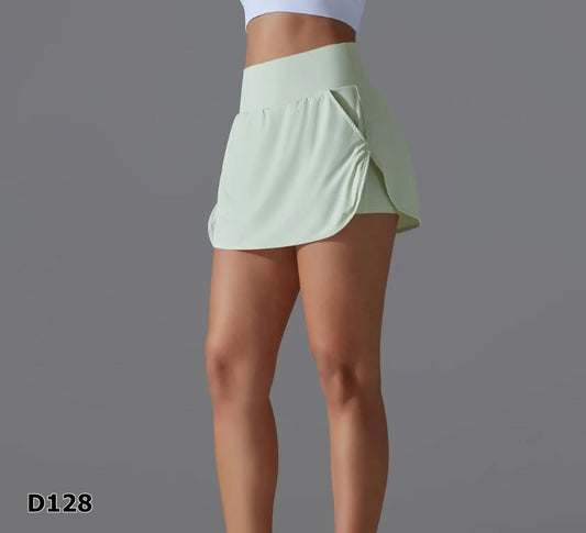 Falda-short color verde claro, azul y negro