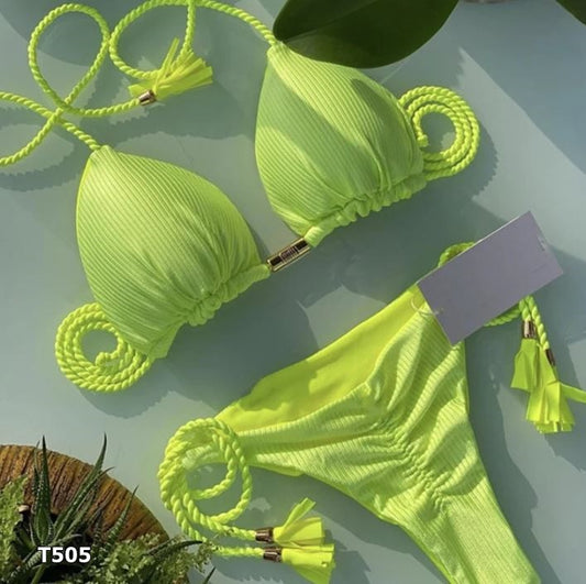 Traje de baño 2 piezas color verde neón