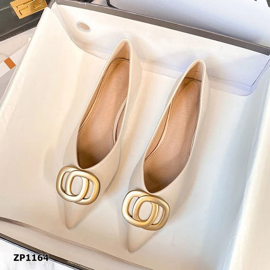 Zapato bajo flat color beige y negro