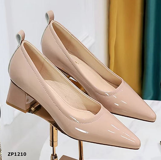 Zapato de tacón medio cuadrado color rosa claro