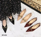 Zapato bajo flat detalle dorado color negro