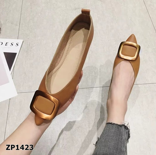 Zapato bajo flat detalle cobre color naranja