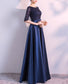 Vestido de Gala campana marino manga 3/4 color azul