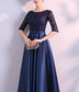 Vestido de Gala campana marino manga 3/4 color azul