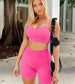 Set deportivo 2 piezas short y bra deportivo rosa neon